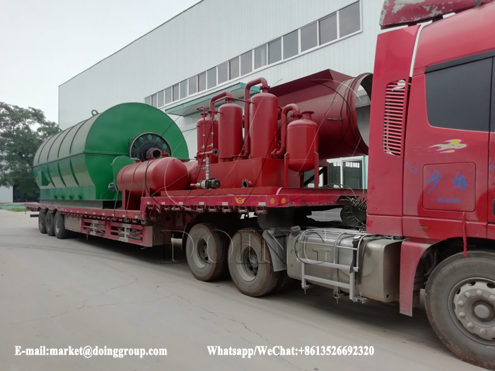 One set 12T waste tyre recycling pyrolysis plant was sent to Jiangxi, China