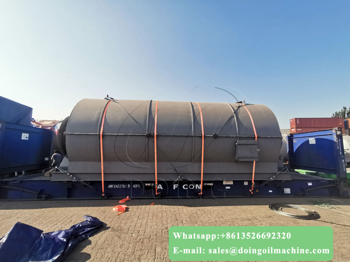 The newly upgraded 10T waste tyre recycling to oil pyrolysis plant was shipped to India