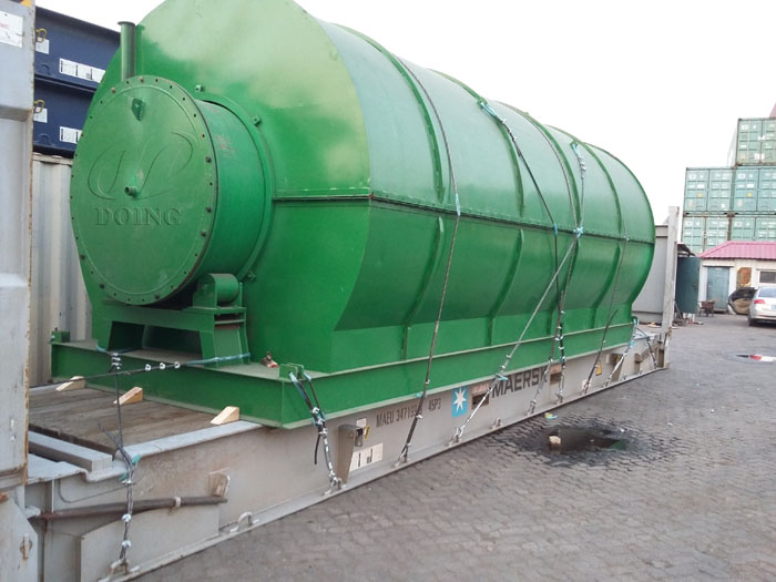 Two sets 12T waste tire pyrolysis equipment were sent to Jiangsu, China
