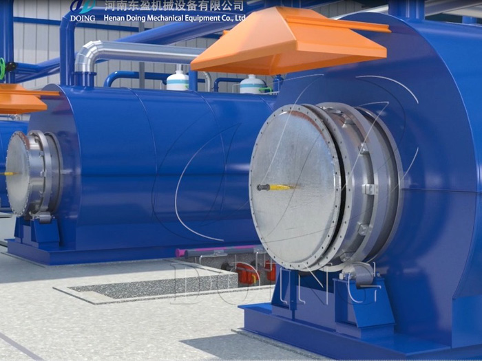 3D demo video of new design waste tire to oil pyrolysis plant production line
