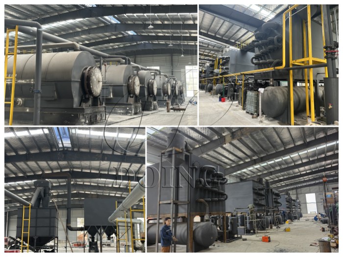 Pictures of the installation of the waste plastic pyrolysis plants