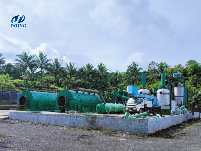 Fiji Waste tire plastic to diesel pyrolysis distillation machines installation project