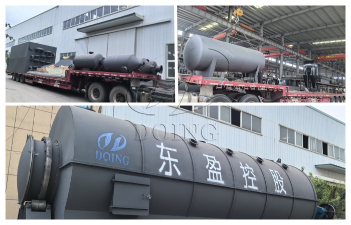Shipment of DOING waste tire pyrolysis machine to Myanmar Myanmar waste tire to fuel recycling project